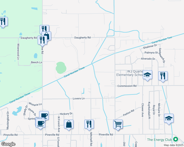 map of restaurants, bars, coffee shops, grocery stores, and more near 16 Thrivent Lane in Long Beach