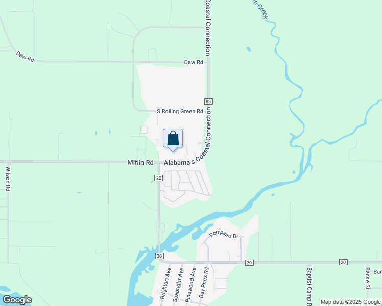 map of restaurants, bars, coffee shops, grocery stores, and more near 10035 County Road 83 in Elberta