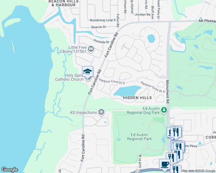 map of restaurants, bars, coffee shops, grocery stores, and more near 11570 Arbor Lake Circle in Jacksonville