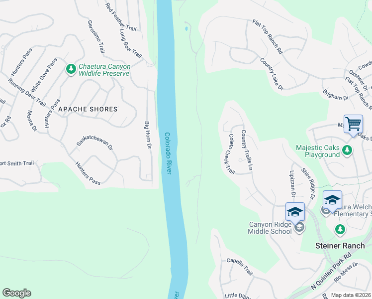 map of restaurants, bars, coffee shops, grocery stores, and more near 14624 Flat Top Ranch Road in Austin