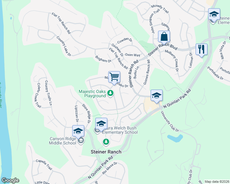 map of restaurants, bars, coffee shops, grocery stores, and more near 2928 Persimmon Valley Trail in Austin