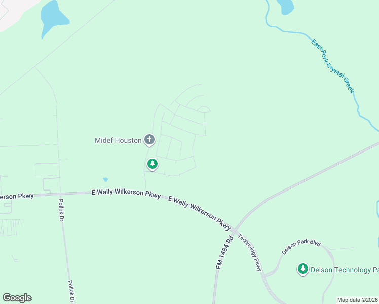 map of restaurants, bars, coffee shops, grocery stores, and more near East Wally Wilkerson Parkway in Conroe