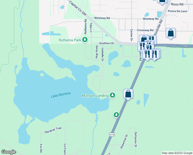 map of restaurants, bars, coffee shops, grocery stores, and more near 1307 Carson Drive in Tallahassee