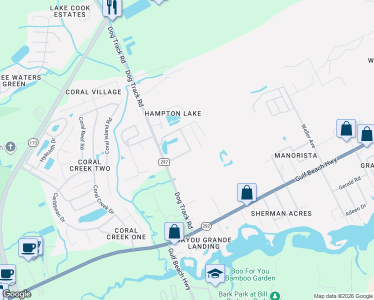 map of restaurants, bars, coffee shops, grocery stores, and more near 2251 Somerville Court in Pensacola