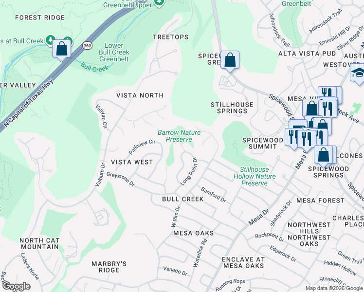 map of restaurants, bars, coffee shops, grocery stores, and more near in Austin