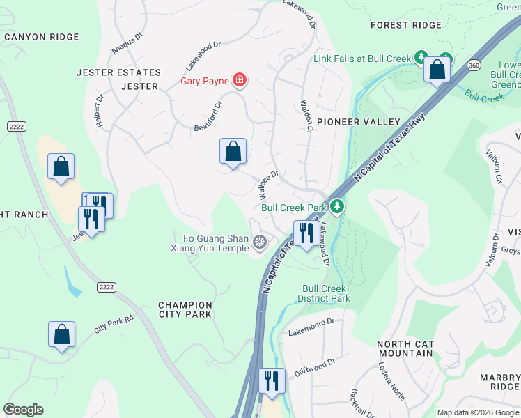 map of restaurants, bars, coffee shops, grocery stores, and more near 7004 Firewheel Hollow in Austin