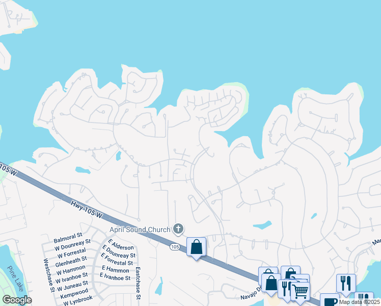 map of restaurants, bars, coffee shops, grocery stores, and more near 1422 April Villas in Montgomery