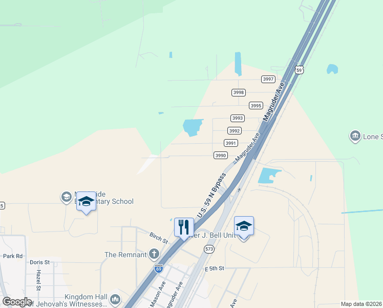 map of restaurants, bars, coffee shops, grocery stores, and more near 292 County Road 3991 in Cleveland
