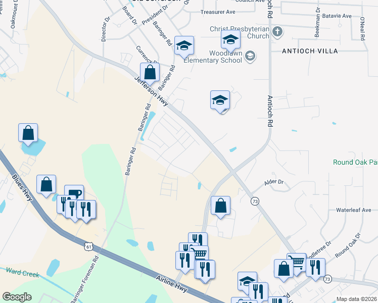 map of restaurants, bars, coffee shops, grocery stores, and more near 8319 Hattic Street in Baton Rouge