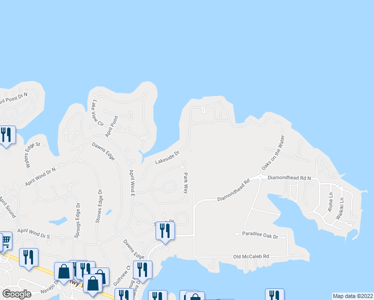 map of restaurants, bars, coffee shops, grocery stores, and more near 145 Lakeside Drive in Montgomery