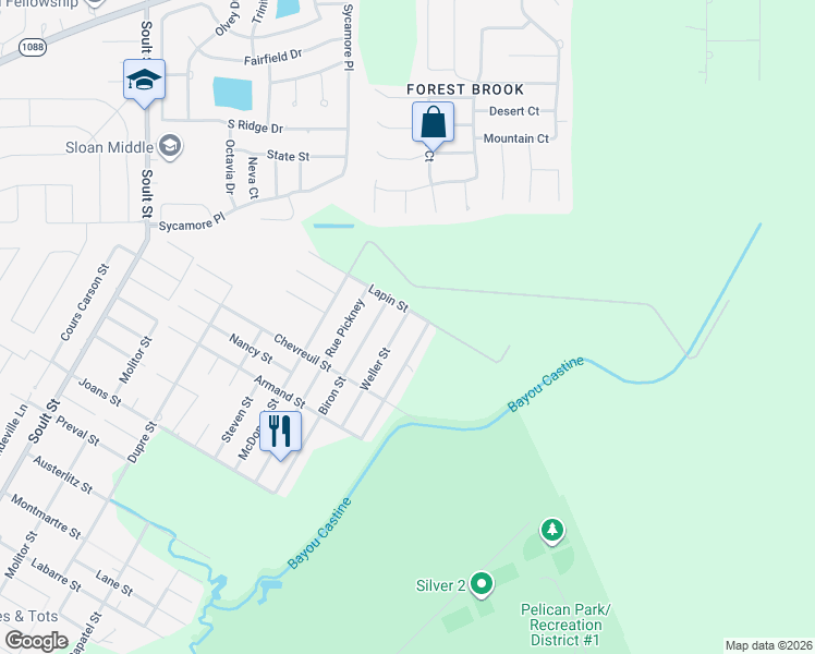 map of restaurants, bars, coffee shops, grocery stores, and more near 2784 Rue Weller in Mandeville