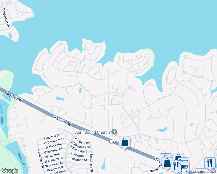 map of restaurants, bars, coffee shops, grocery stores, and more near 204 Lake Estates Drive in Montgomery