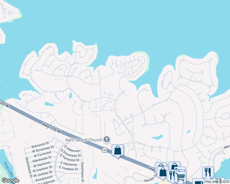 map of restaurants, bars, coffee shops, grocery stores, and more near 1417 April Villas in Montgomery