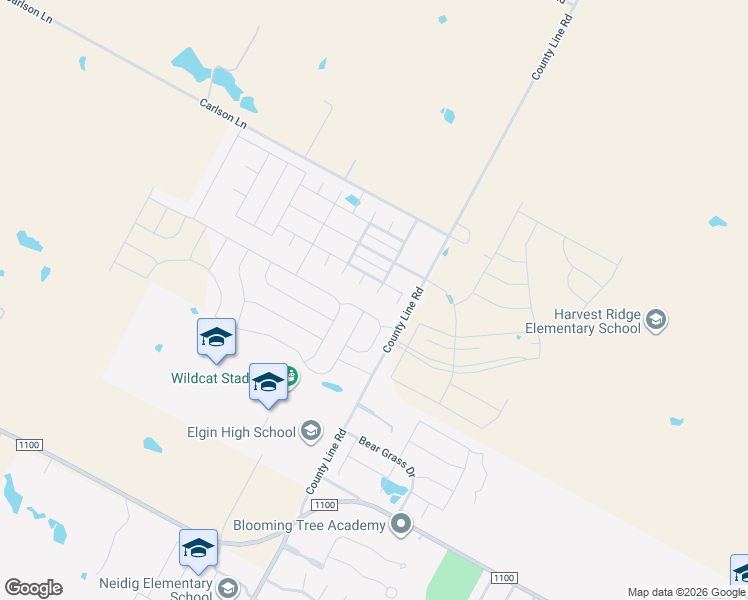 map of restaurants, bars, coffee shops, grocery stores, and more near 14400 Gurney's Eagle Drive in Elgin