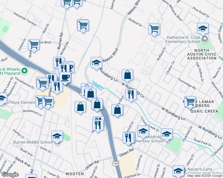 map of restaurants, bars, coffee shops, grocery stores, and more near 1901 West Loop in Austin