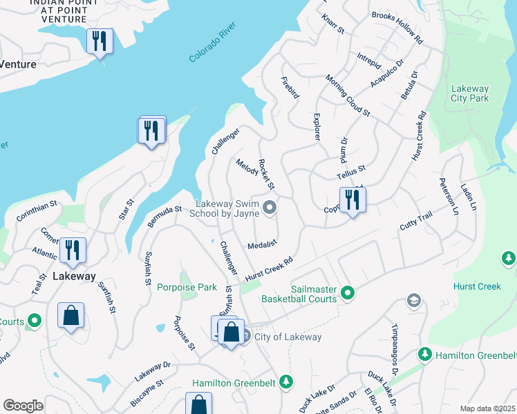 map of restaurants, bars, coffee shops, grocery stores, and more near 118 Snapper Street in Lakeway