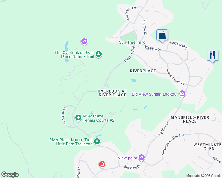 map of restaurants, bars, coffee shops, grocery stores, and more near 4540 Golf Vista Drive in Austin