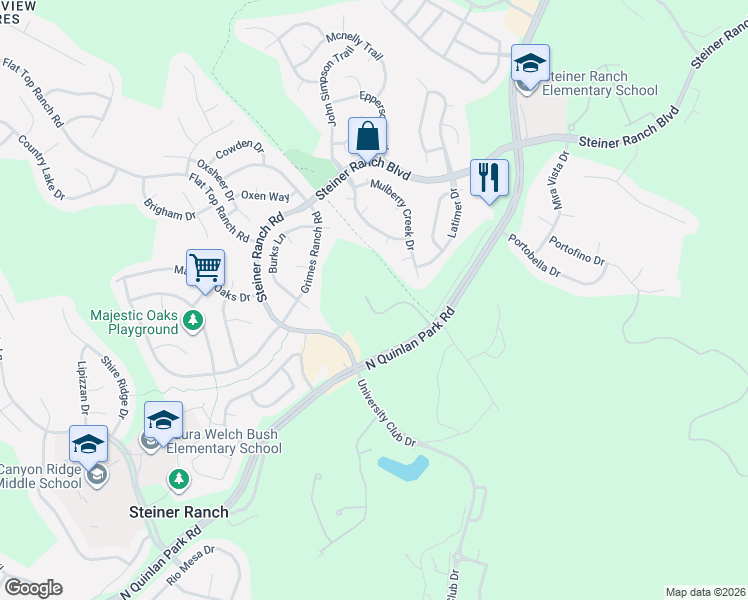 map of restaurants, bars, coffee shops, grocery stores, and more near 12420 Beverly Villas Court in Austin