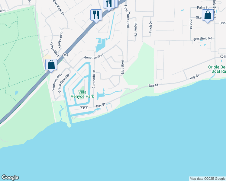 map of restaurants, bars, coffee shops, grocery stores, and more near 2842 Via Roma Court in Gulf Breeze