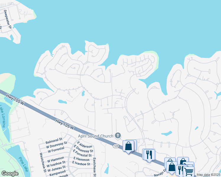 map of restaurants, bars, coffee shops, grocery stores, and more near 204 Lake Estates Drive in Montgomery