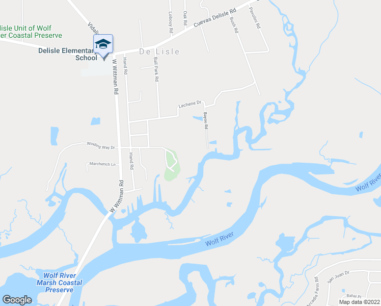 map of restaurants, bars, coffee shops, grocery stores, and more near 25258 Notre Dame Avenue in Pass Christian