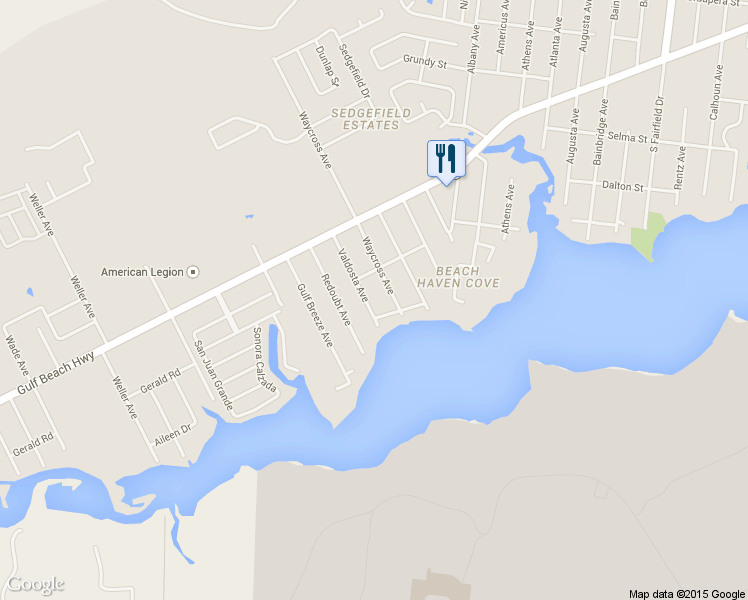 map of restaurants, bars, coffee shops, grocery stores, and more near 100 Valdosta Avenue in Pensacola