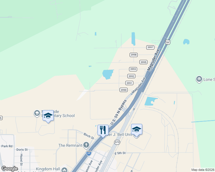 map of restaurants, bars, coffee shops, grocery stores, and more near 292 County Road 3991 in Cleveland