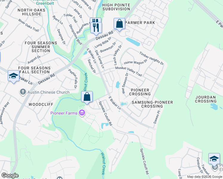 map of restaurants, bars, coffee shops, grocery stores, and more near 1505 Roseburg Drive in Austin
