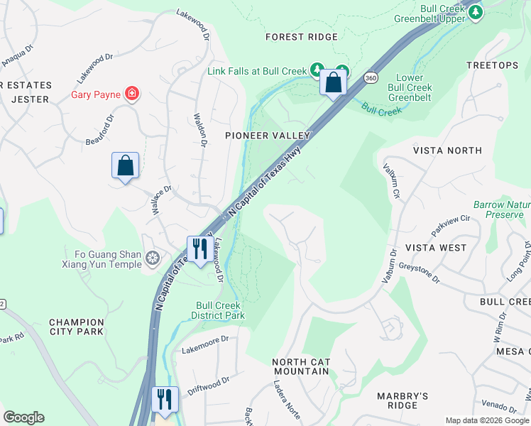 map of restaurants, bars, coffee shops, grocery stores, and more near 6701 Valburn Drive in Austin