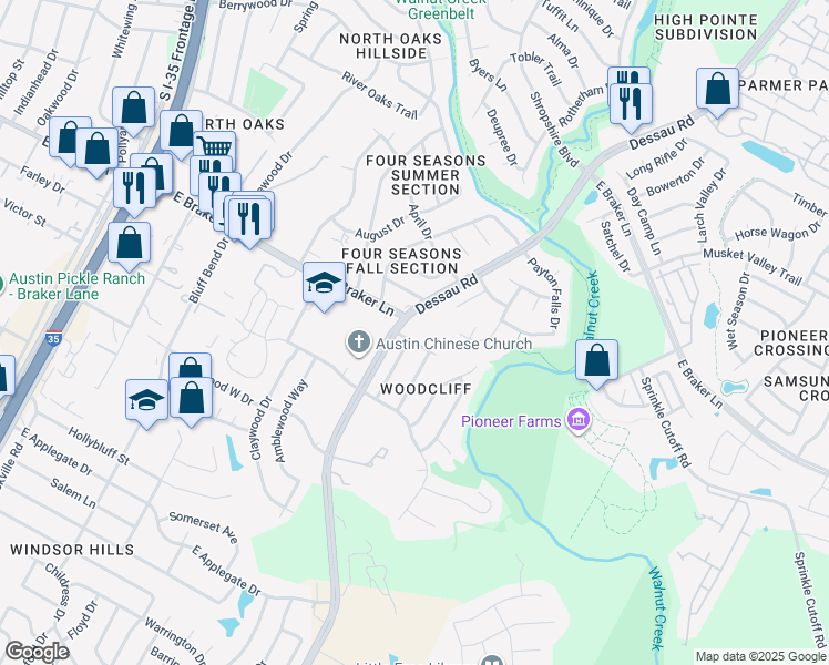 map of restaurants, bars, coffee shops, grocery stores, and more near 1404 Vista Ridge Cove in Austin