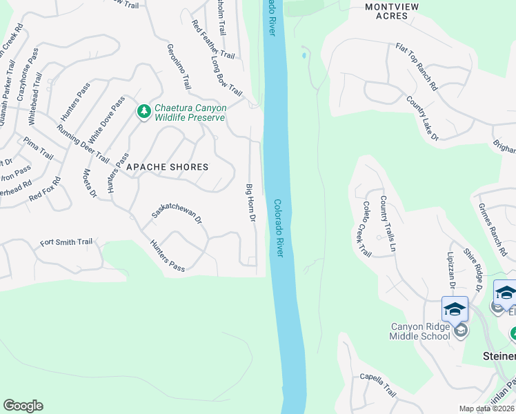 map of restaurants, bars, coffee shops, grocery stores, and more near 2205 Big Horn Drive in Austin