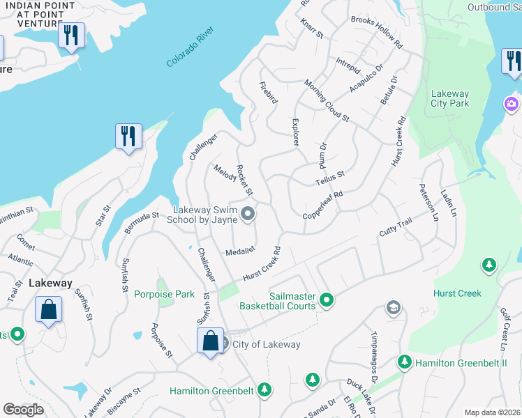 map of restaurants, bars, coffee shops, grocery stores, and more near 126 Medalist in Lakeway