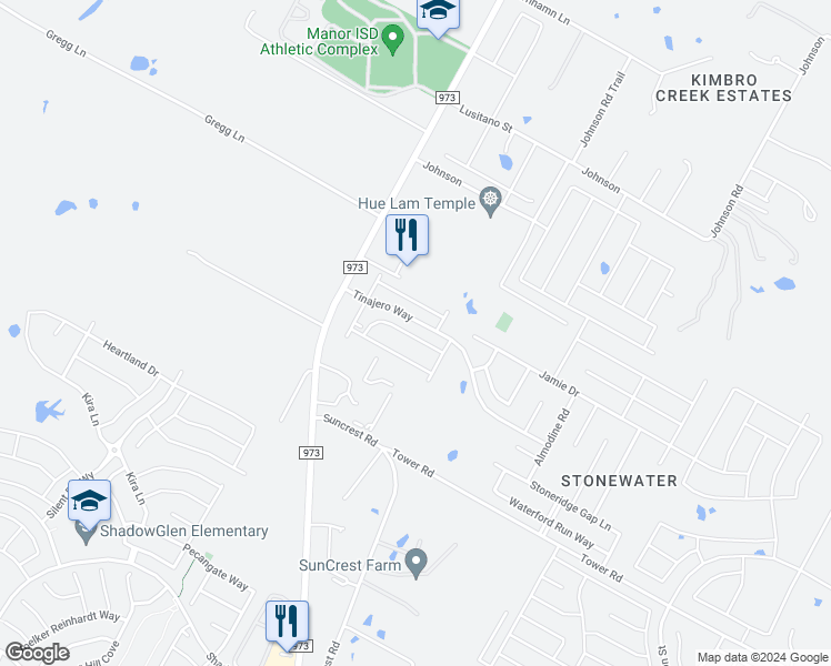 map of restaurants, bars, coffee shops, grocery stores, and more near 11708 Cambrian Road in Manor