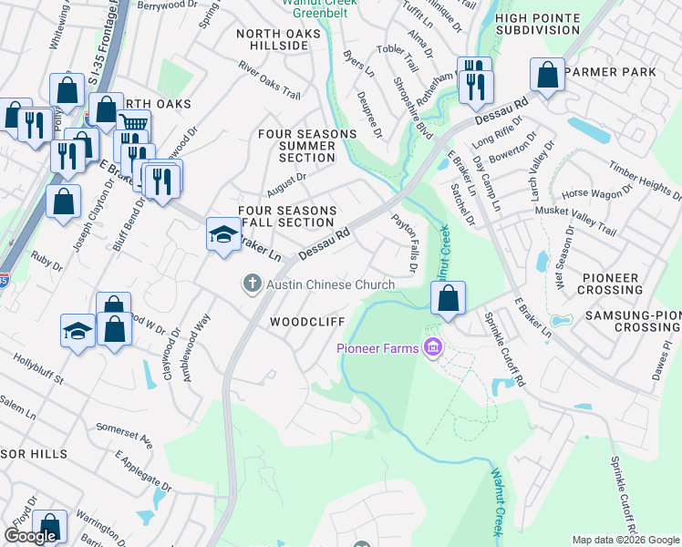 map of restaurants, bars, coffee shops, grocery stores, and more near 1413 Brixey Cove in Austin