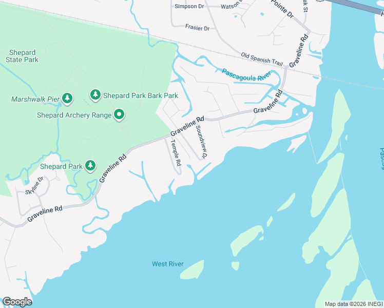 map of restaurants, bars, coffee shops, grocery stores, and more near 2109 Sandalwood Pl in Gautier