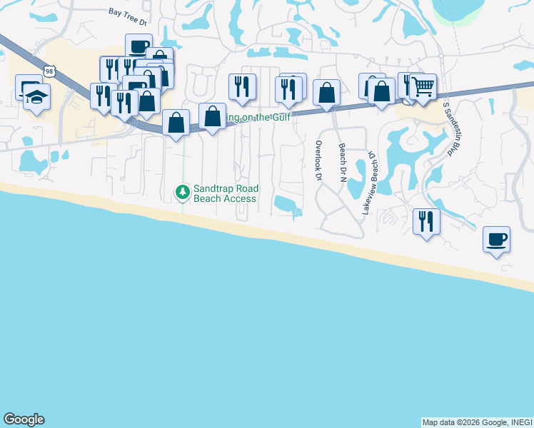 map of restaurants, bars, coffee shops, grocery stores, and more near 313 Rue Martine in Miramar Beach
