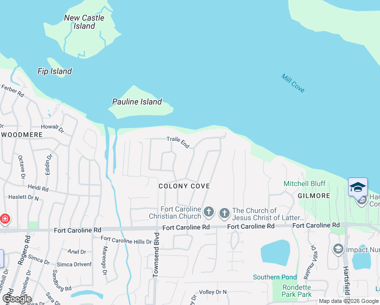 map of restaurants, bars, coffee shops, grocery stores, and more near 7428 Trails End in Jacksonville