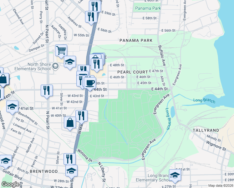 map of restaurants, bars, coffee shops, grocery stores, and more near 245 East 43rd Street in Jacksonville