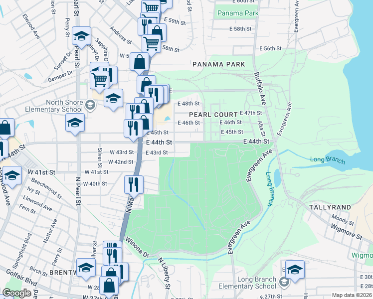 map of restaurants, bars, coffee shops, grocery stores, and more near 217 East 43rd Street in Jacksonville