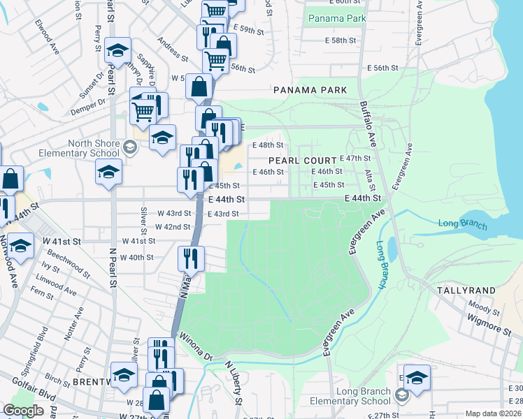 map of restaurants, bars, coffee shops, grocery stores, and more near 217 East 43rd Street in Jacksonville
