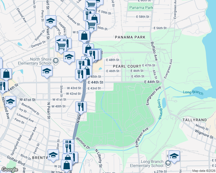 map of restaurants, bars, coffee shops, grocery stores, and more near 217 East 43rd Street in Jacksonville