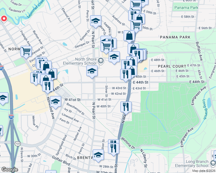 map of restaurants, bars, coffee shops, grocery stores, and more near 127 West 43rd Street in Jacksonville