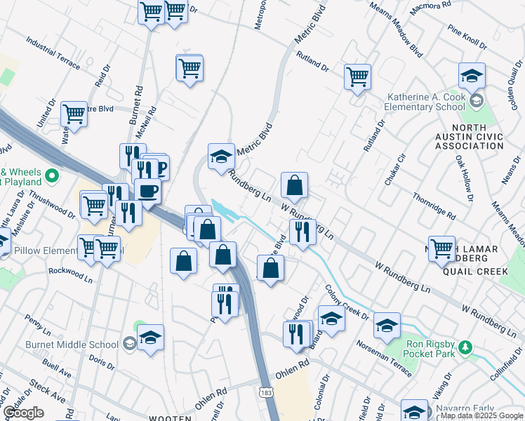 map of restaurants, bars, coffee shops, grocery stores, and more near 1901 West Loop in Austin