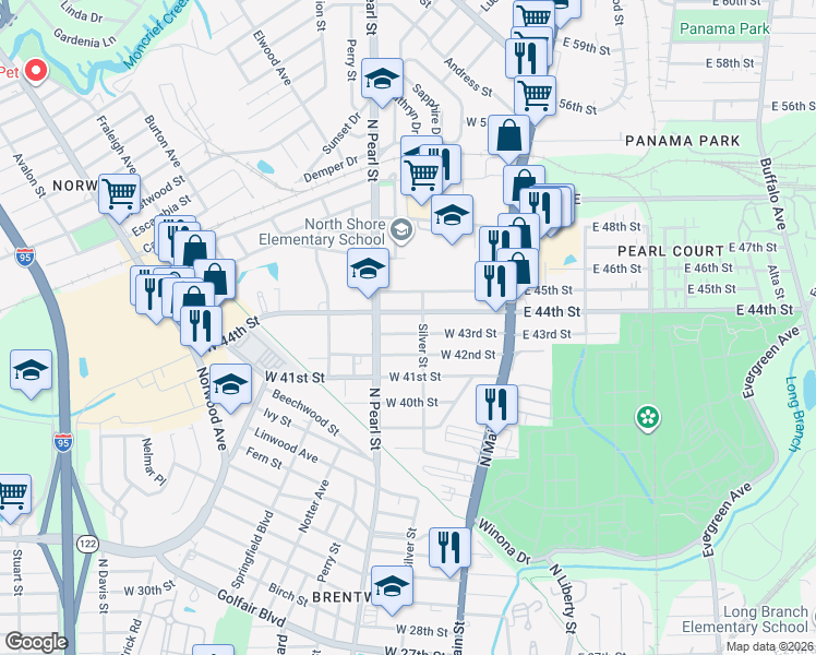 map of restaurants, bars, coffee shops, grocery stores, and more near 221 W 43rd St in Jacksonville
