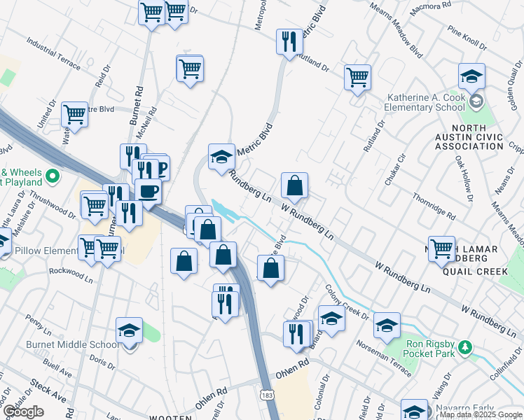 map of restaurants, bars, coffee shops, grocery stores, and more near 1901 West Loop in Austin