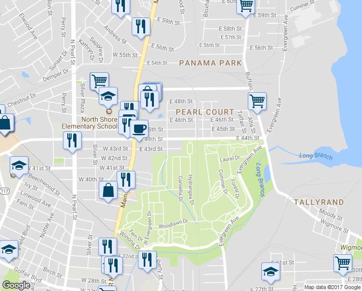 map of restaurants, bars, coffee shops, grocery stores, and more near 245 East 43rd Street in Jacksonville