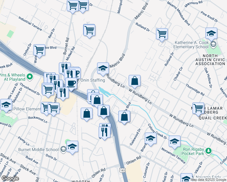 map of restaurants, bars, coffee shops, grocery stores, and more near 2002 West Loop in Austin