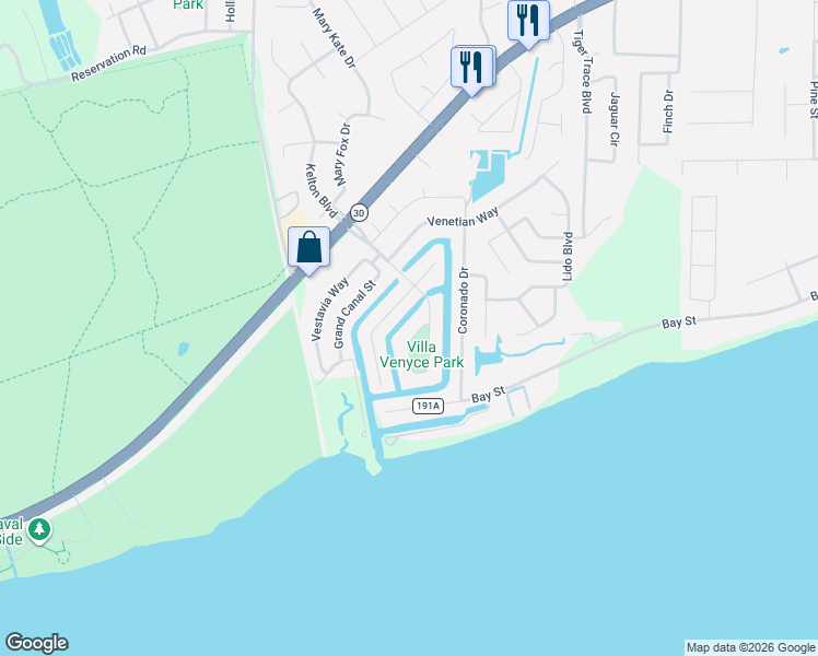 map of restaurants, bars, coffee shops, grocery stores, and more near 947 Gondolier Boulevard in Gulf Breeze