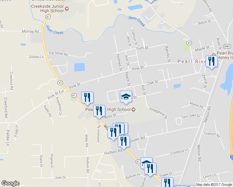 map of restaurants, bars, coffee shops, grocery stores, and more near 64568 Contessa Drive in Pearl River