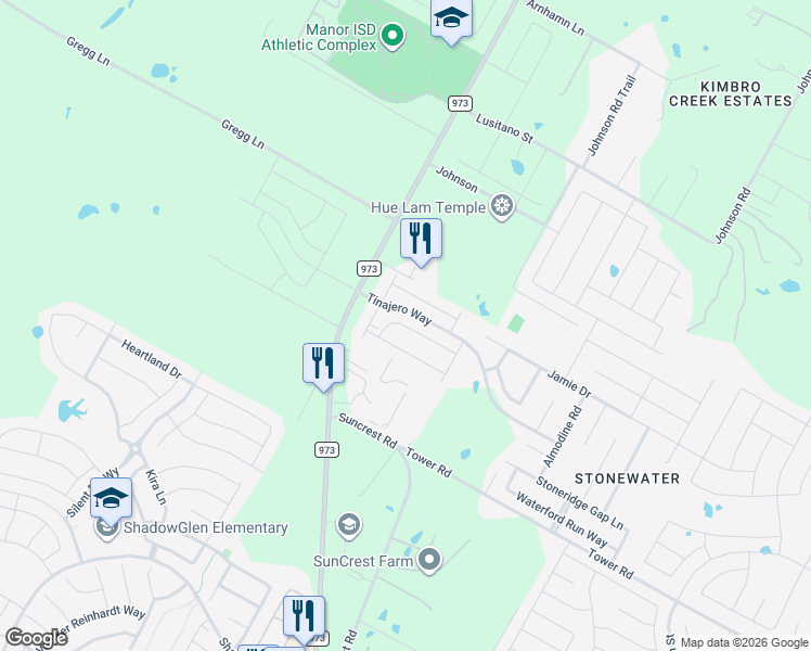 map of restaurants, bars, coffee shops, grocery stores, and more near Cambrian Road in Manor